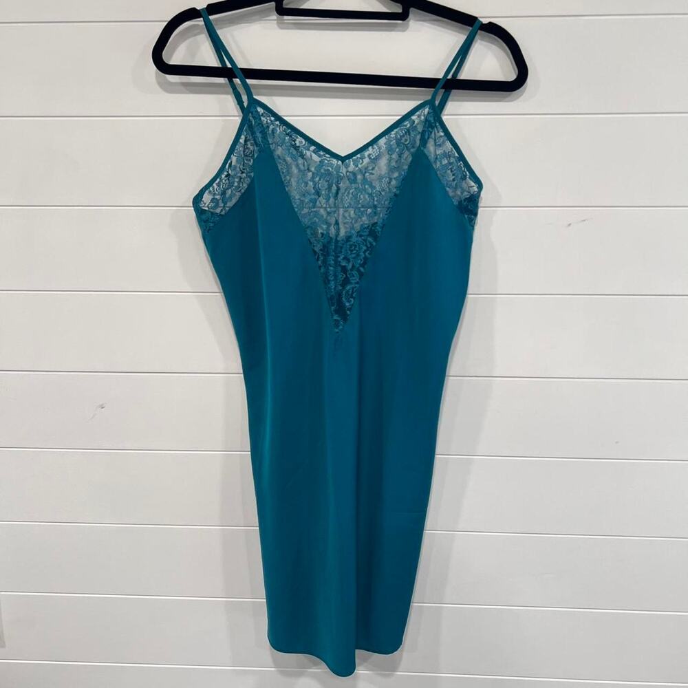 Victoria's Secret Vintage Teal lace nighty slip dress size Small Gold label